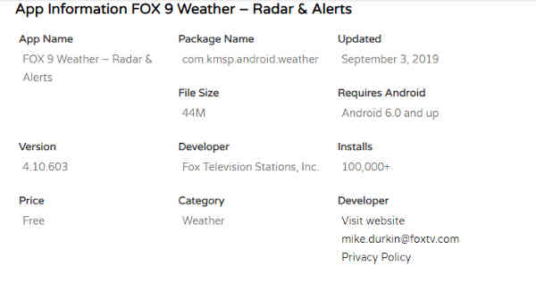 fox 9 weather app